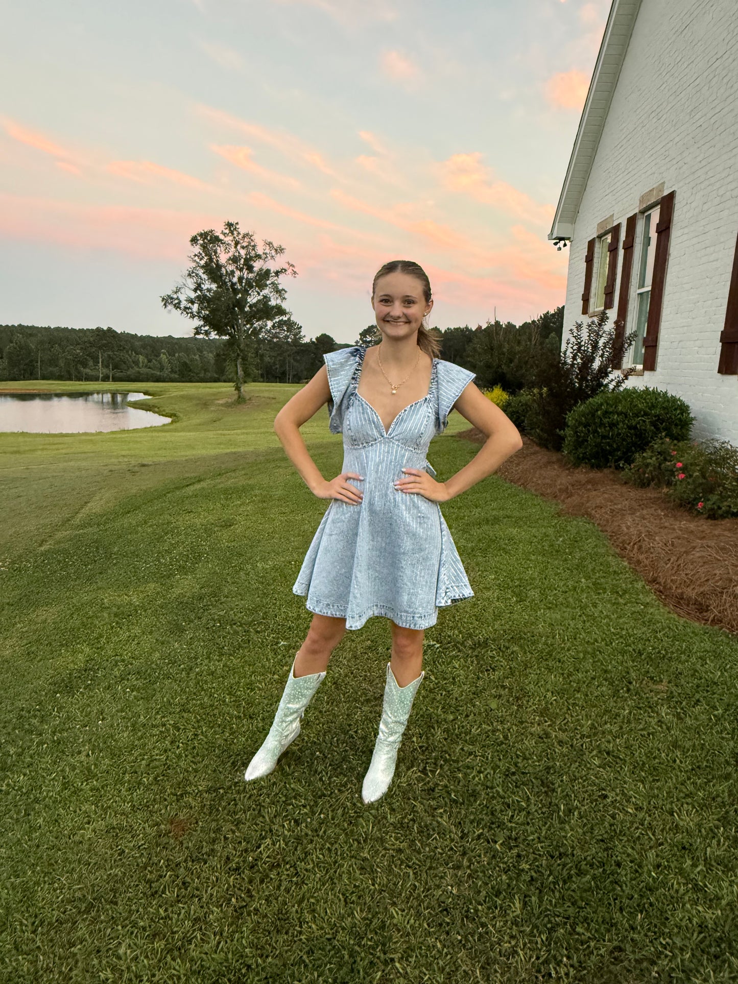 Rhinestone denim dress